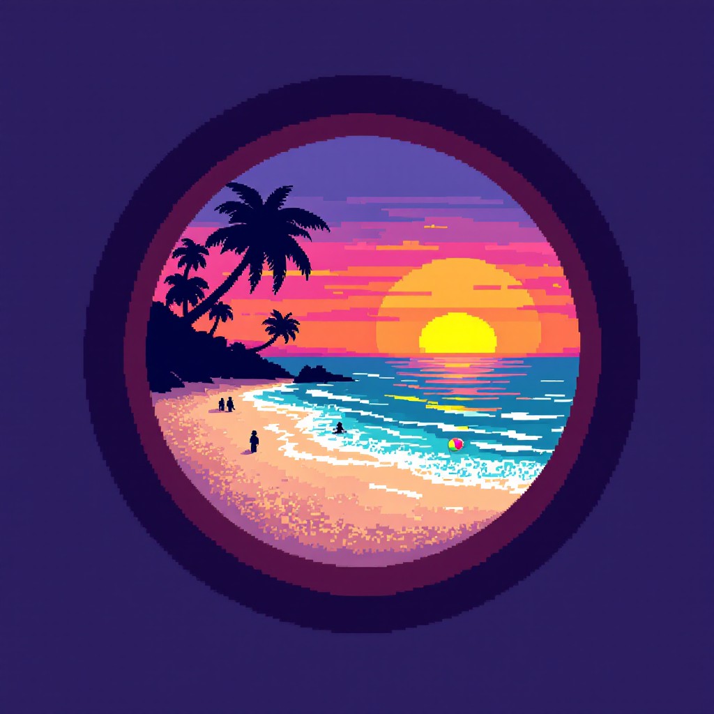 Free Pixel Sunset Paradise Image - Pixel, Beach, Sunset | Download at ...