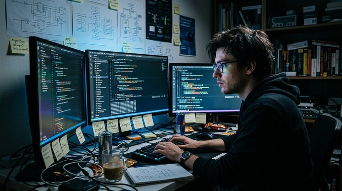 Free Coding Through Night Image - Developer, Programmer, Coding ...