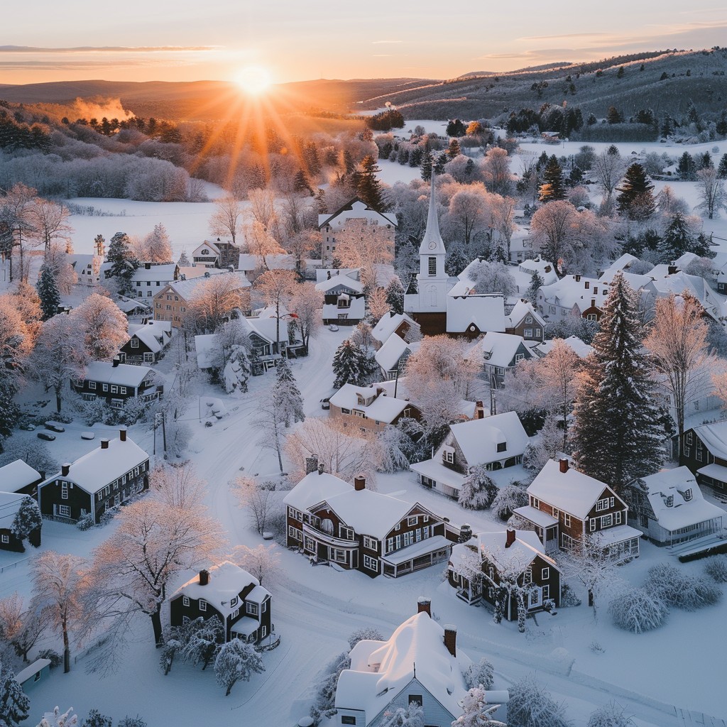 Free Snowy Village Sunrise Image - Sunrise, Village, Snow | Download at ...