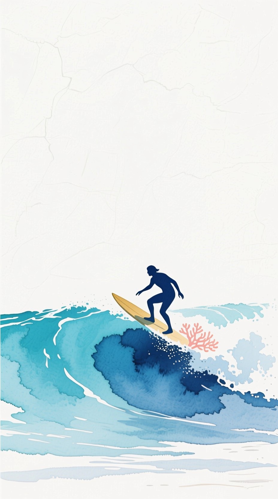 海の自由に乗るの画像をダウンロード - 水彩画, サーファー, ミニマ