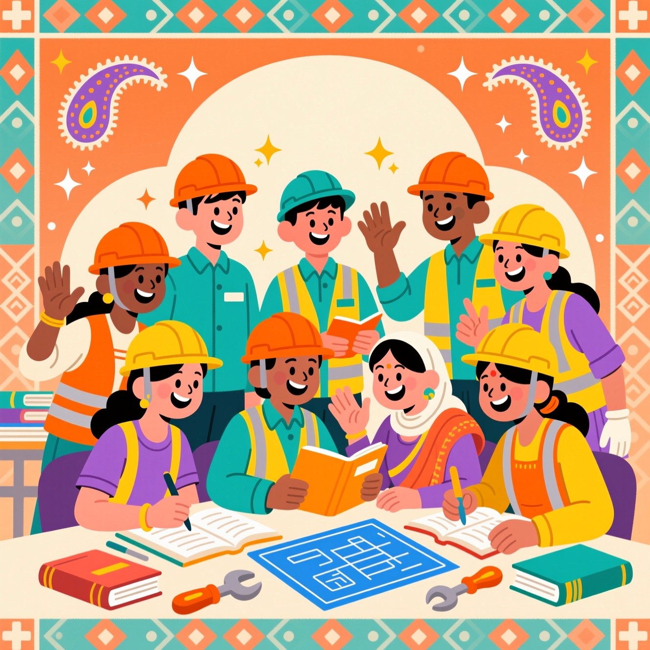 Free Learning Together India Image - Illustration, Workers, Training ...
