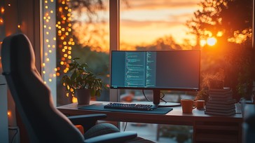 Free Cozy coding setup Image - Office, Sunset, Coding | Download at ...