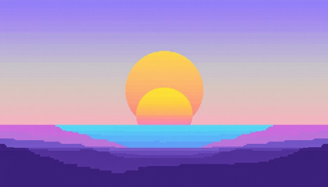 Download Pixel Dawn Rising Image - Pixel, Sunrise, Retro | StockCake