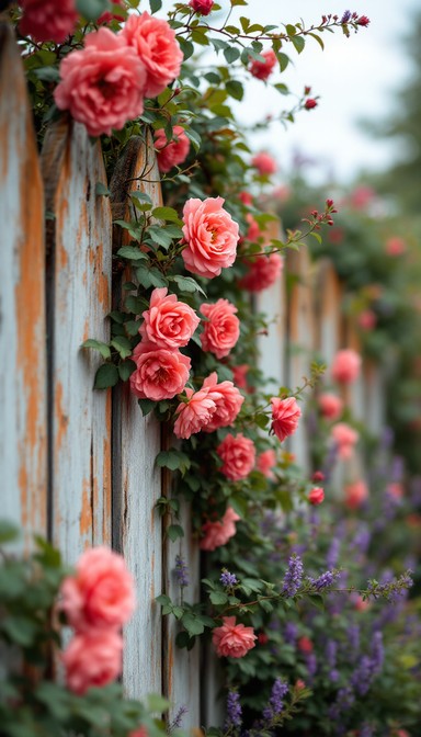 Free Blooms Meet Wood Image - Roses, Fence, Garden | Download at StockCake