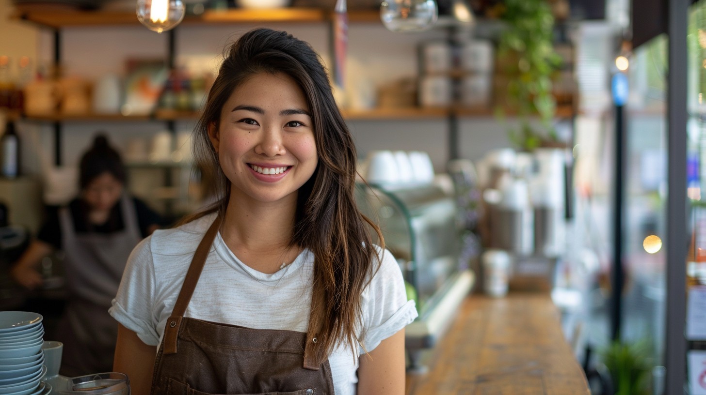 Free Friendly Cafe Owner Image - Smiling, Woman, Apron | Download at ...
