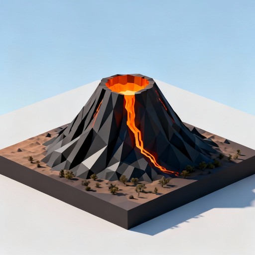Volcano Geometric Free Low-Poly Volcanic Peak Image - Volcano, Lava, Mountain | Download ...