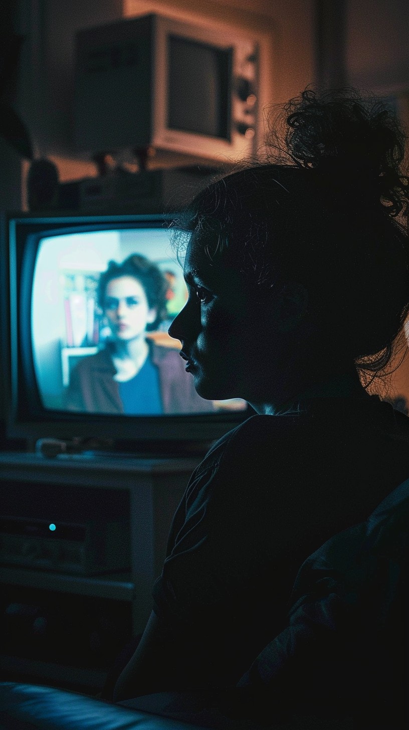 Free Intense Viewing Experience Image - Woman, Television, Silhouette ...