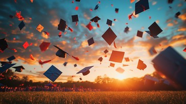 Graduation Caps Fading Download Graduation Caps Thrown Image - Graduation, Sunset, Celebration ...