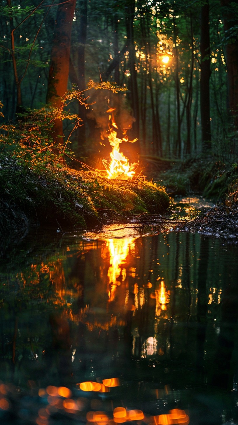 Magic Forest Fire Free Enchanted Forest Fire Image - Forest, Fire, Sunset | Download at ...