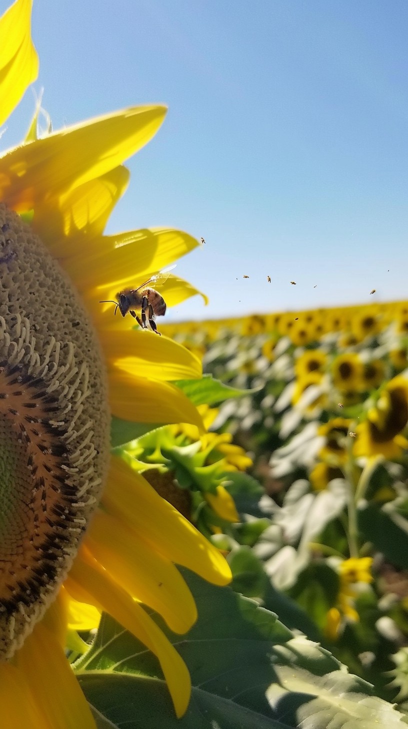 Free Bee Pollinating Sunflower Image - Sunflower, Bee, Pollination ...