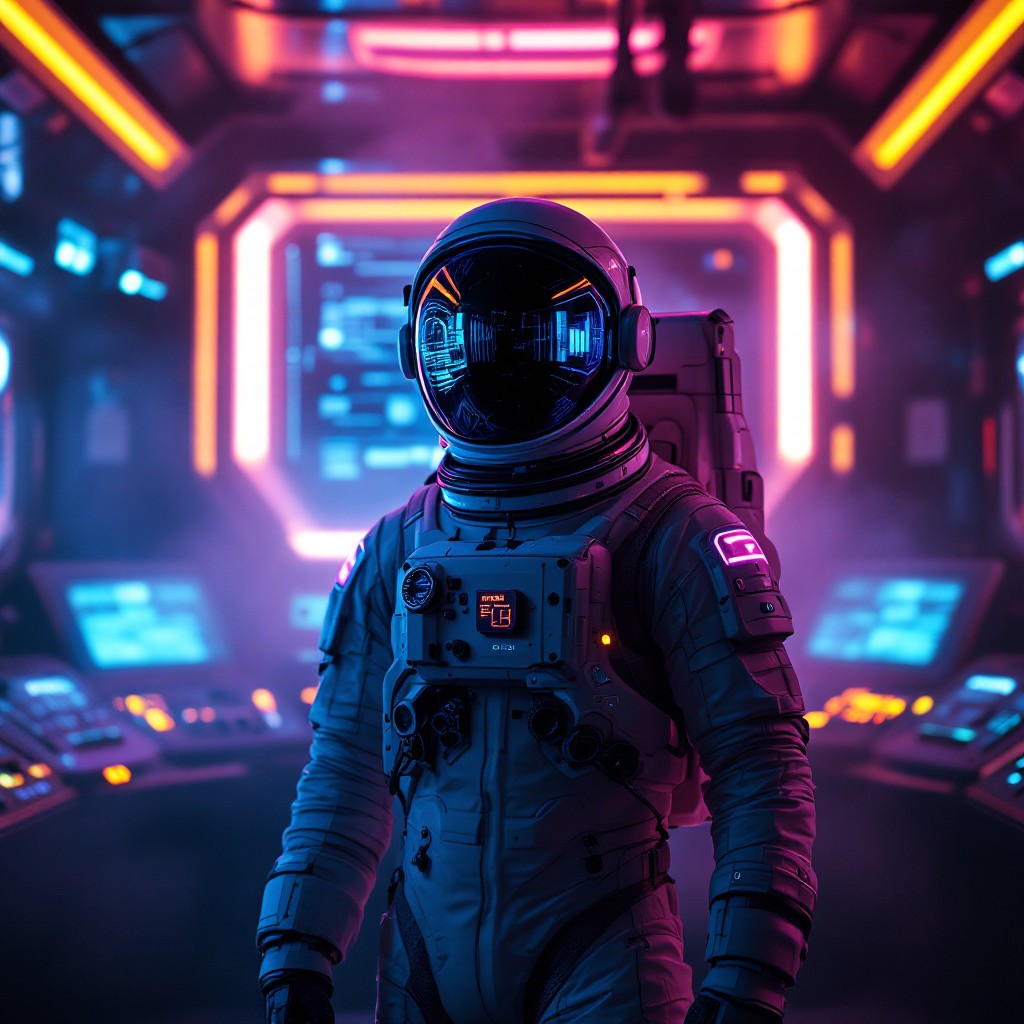 Space Explorer Color Free Neon Space Explorer Image - Cyberpunk, Astronaut, Neon | Download ...