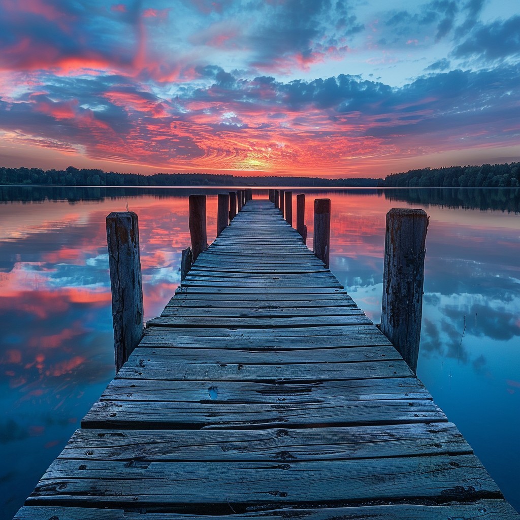 Free Sunset Lake Pier Image - Sunset, Lake, Pier | Download at StockCake