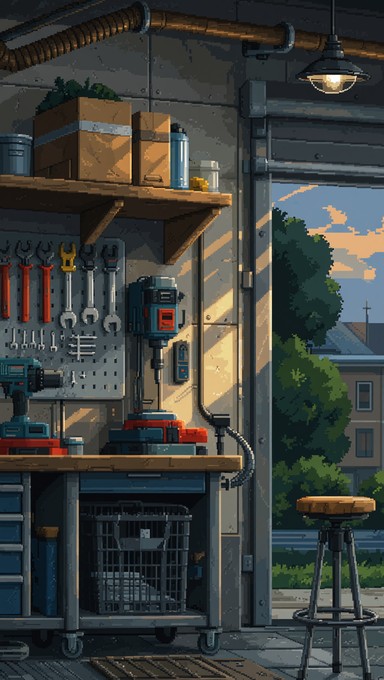 Engine Room Pixel Free Pixel Art Garage Image - Garage, Workshop, Pixel | Download at ...