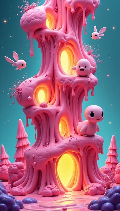 Dripping Realm Free Melting Magic Tower Image - Whimsical, Bubblegum, Pink | Download ...