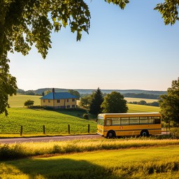 Rural Rising Van Free Rural Bus Stop Image - School, Bus, Sunrise | Download at StockCake