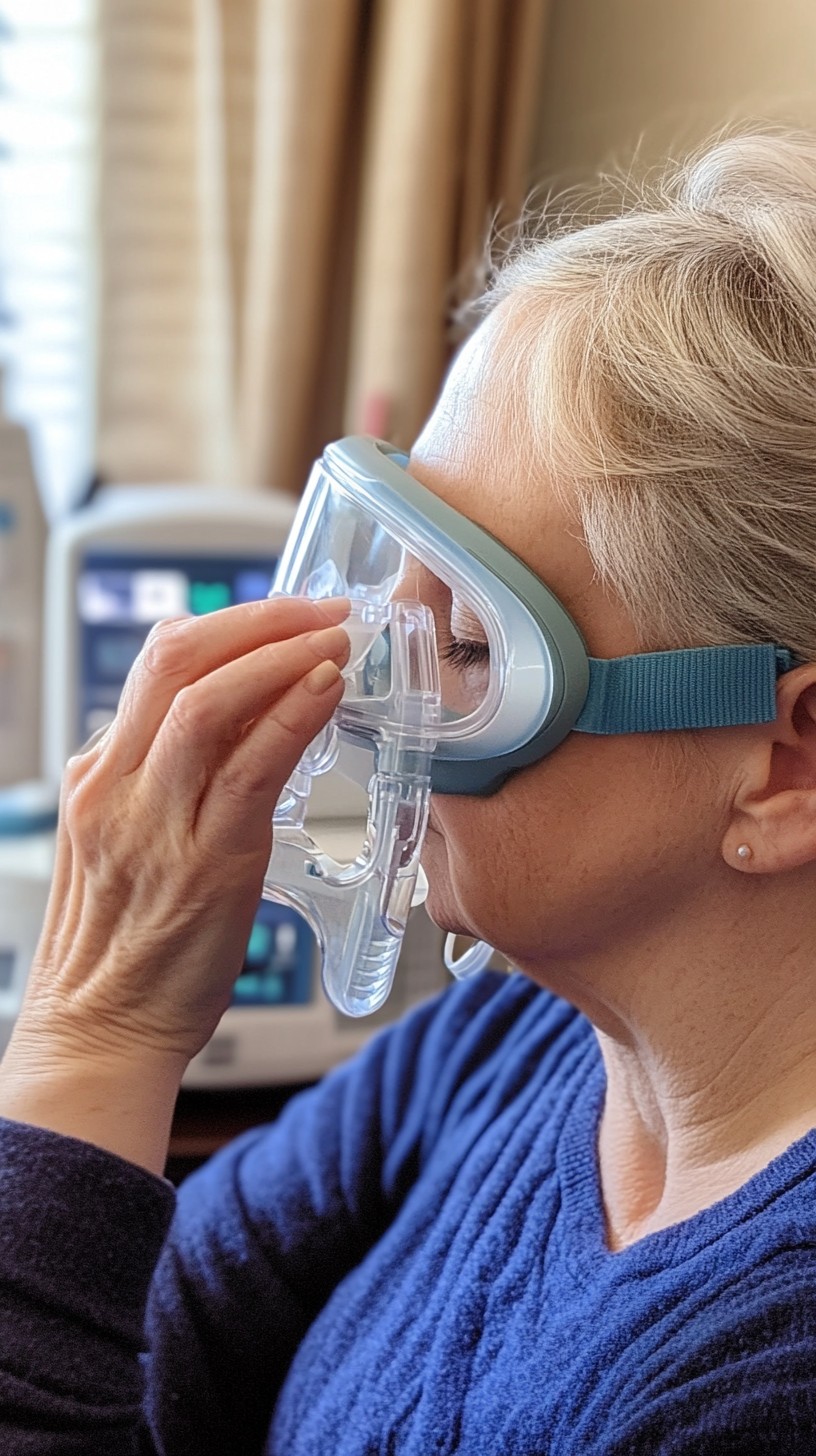 Free Woman using respirator Image - Woman, Respirator, Indoors ...