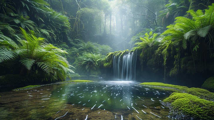 Free Enchanted Forest Waterfall Image - Waterfall, Forest, Sunlight ...