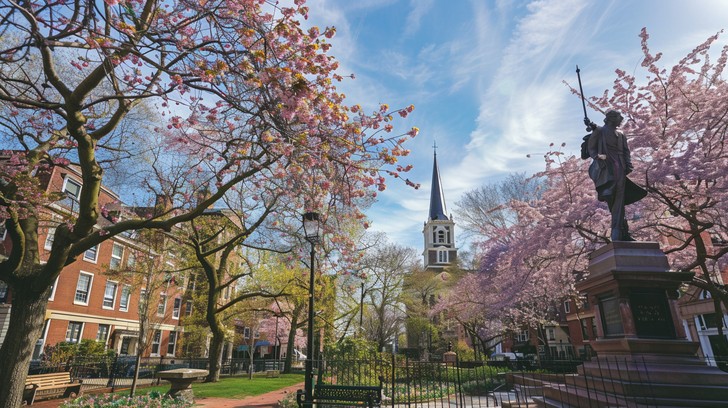 Spring Square Photo Free Springtime Historic Square Image - Spring, Cherry, Blossoms ...