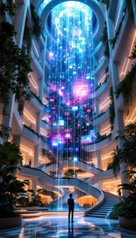 Free Digital Atrium Wonder Image - Futuristic, Atrium, Holographic ...