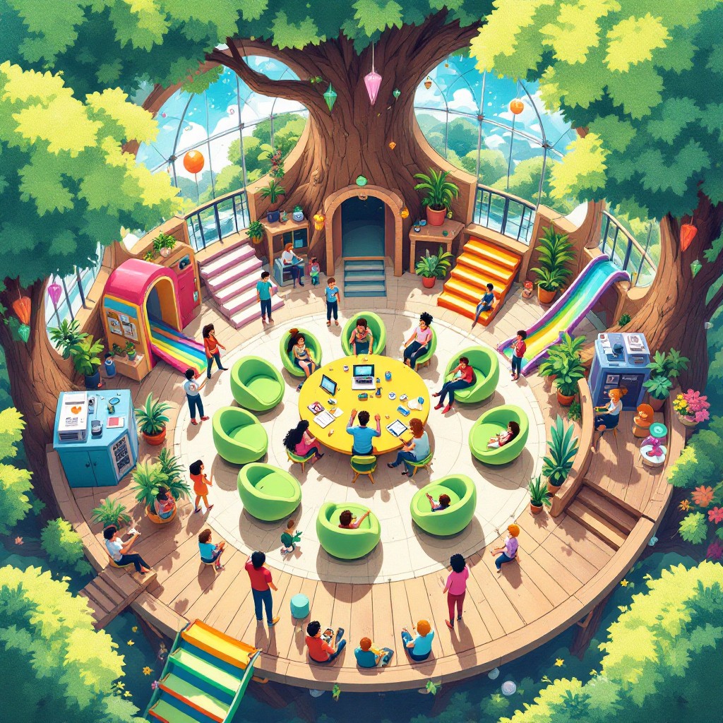 Treehouse Workspace Free Colorful Collaboration Hub Image - Treehouse, Workspace ...