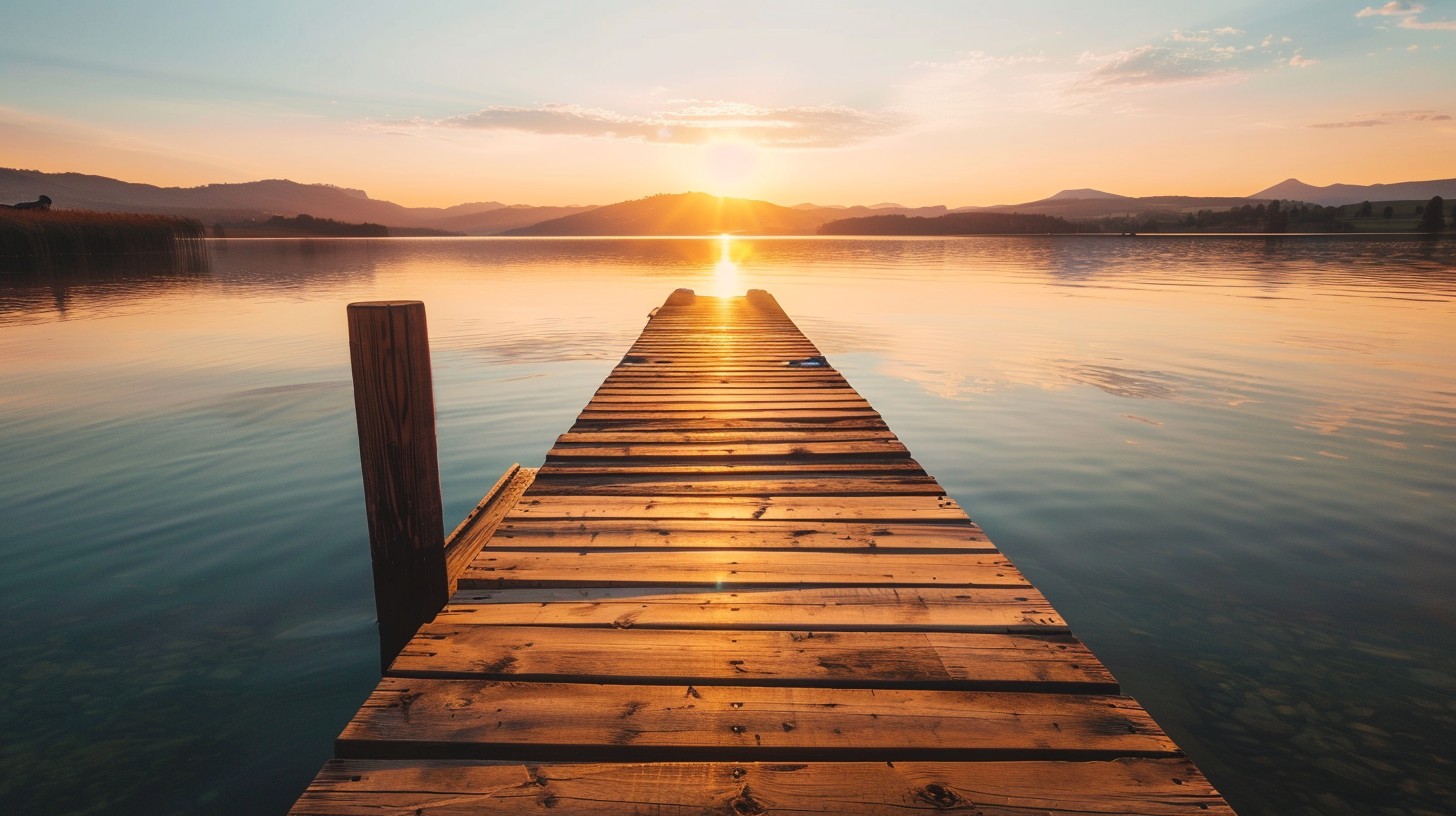Free Sunset Lake Pier Image - Sunset, Lake, Pier | Download at StockCake