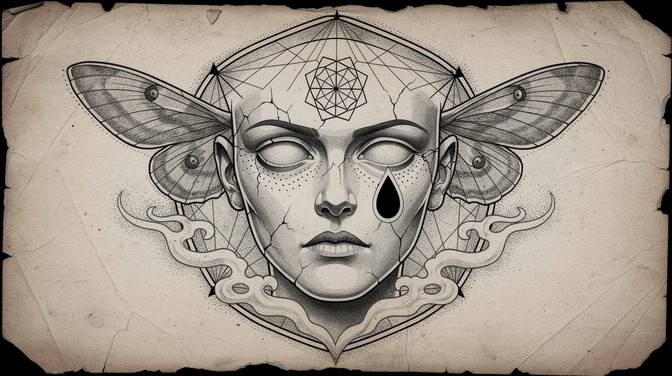 Free Emotionless Moth Portrait Image - Tattoo, Illustration, Face ...