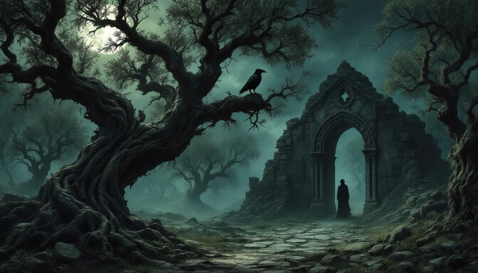 Oliver Tree Gothic Look Free Haunted Olive Grove Image - Gothic, Moonlight, Trees | Download at ...