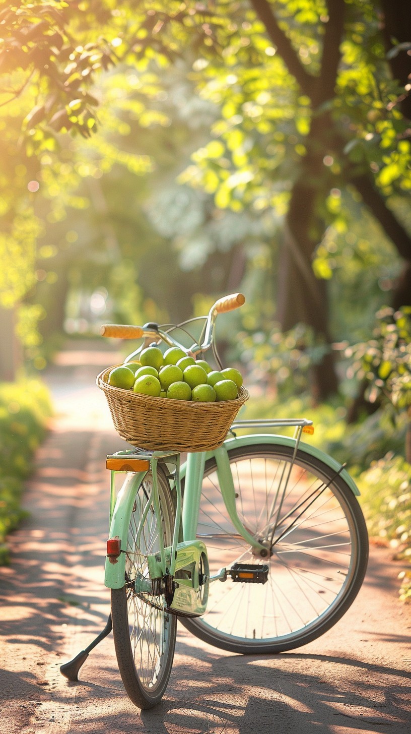 Free Bicycle with Apples Image - Bicycle, Apples, Green | Download at ...