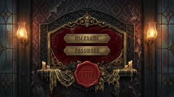 Medium Goth A Victorian gothic login screen with brass username and password fields ...