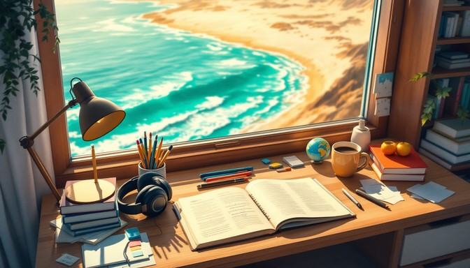 Free Seaside Study Sunset Image - Sunset, Ocean, Books | Download at ...
