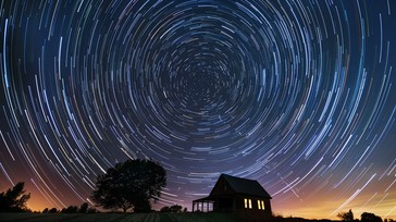 Free Starry Night Escape Image - Stars, House, Night | Download at ...