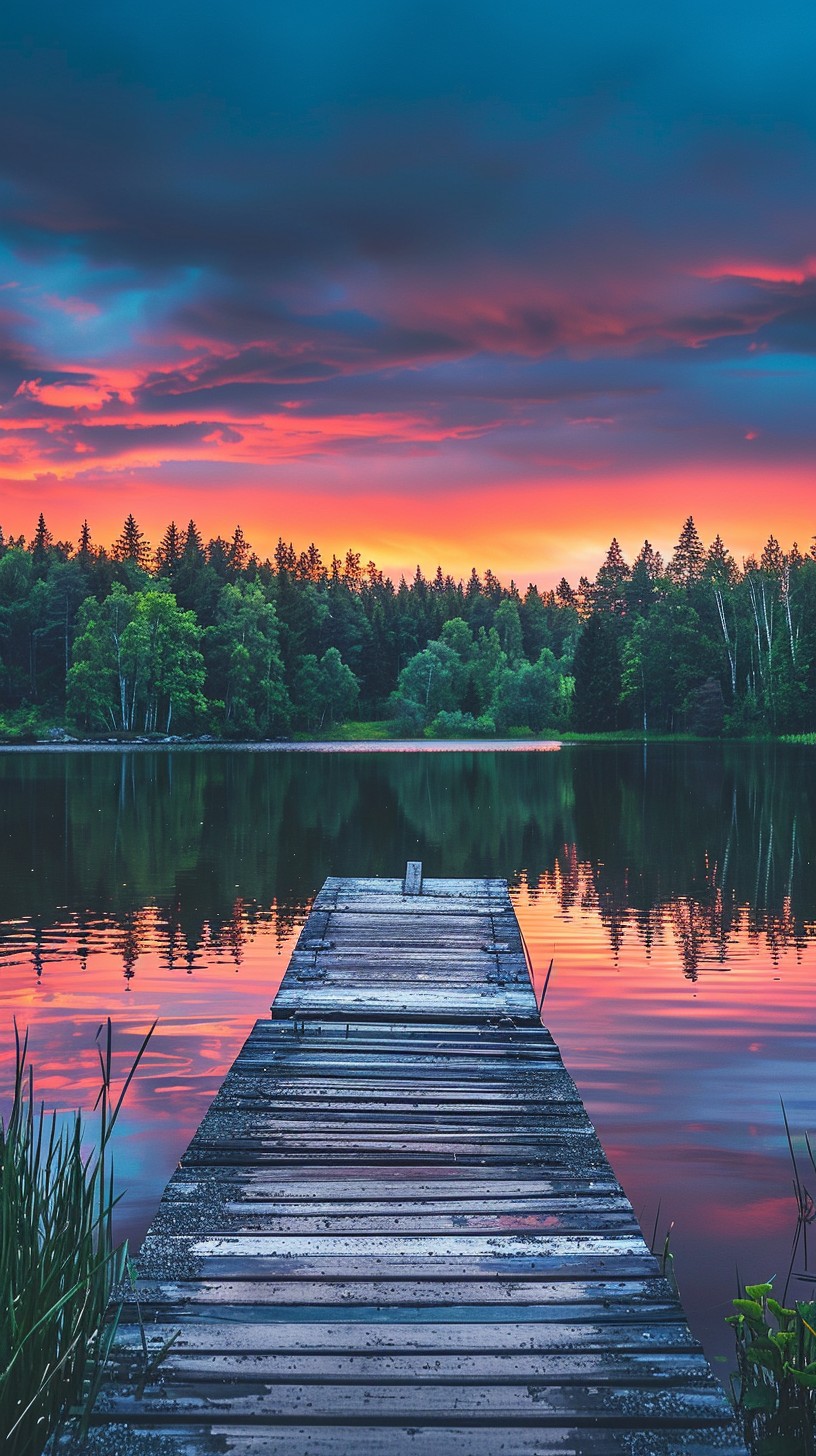 Free Sunset Lake View Image - Sunset, Lake, Forest | Download at StockCake