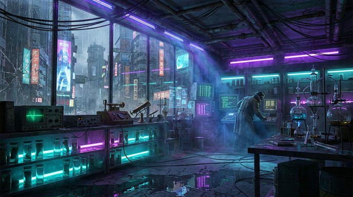 Free Cyberpunk Science Lab Image - Cyberpunk, Laboratory, Neon ...