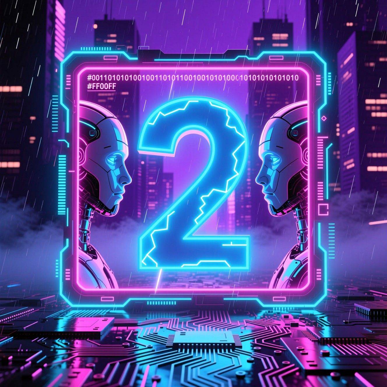 Free Neon Digital Two Image - Neon, Cyberpunk, Two | Download at StockCake