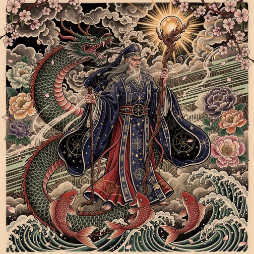 Japanese Wizard Free Mystical Wizard Dragon Image - Wizard, Dragon, Tattoo | Download ...