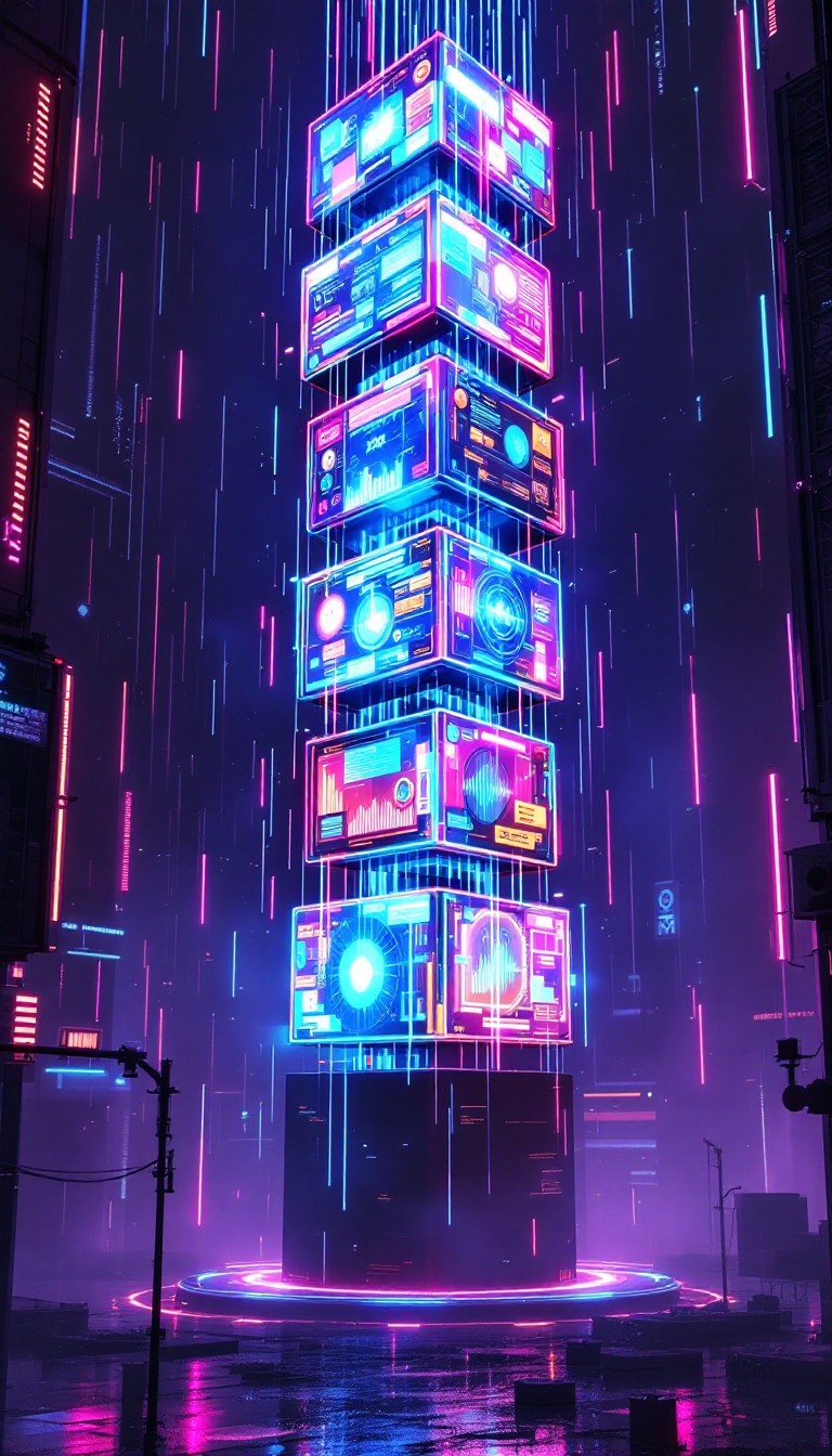Neom Screen Free Neon Tower Screens Image - Cyberpunk, Holographic, Neon | Download ...