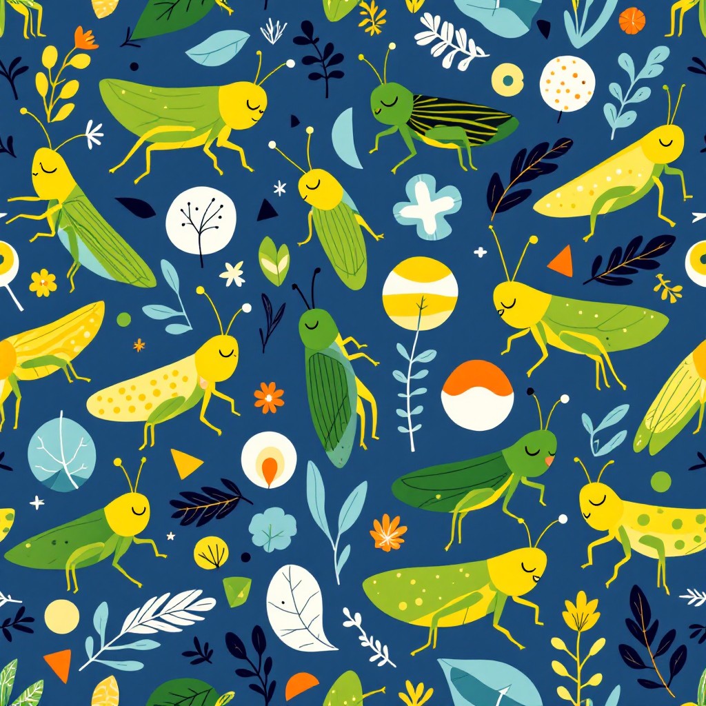 Free Retro Grasshopper Pattern Image - Grasshopper, Pattern, Retro ...