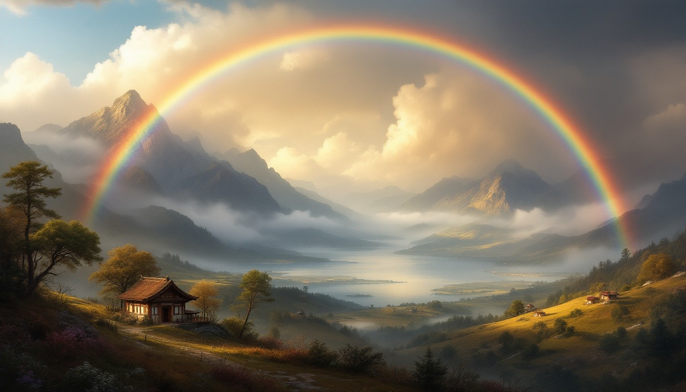 Free Rainbow Over Mountains Image - Rainbow, Mountains, Lake | Download ...