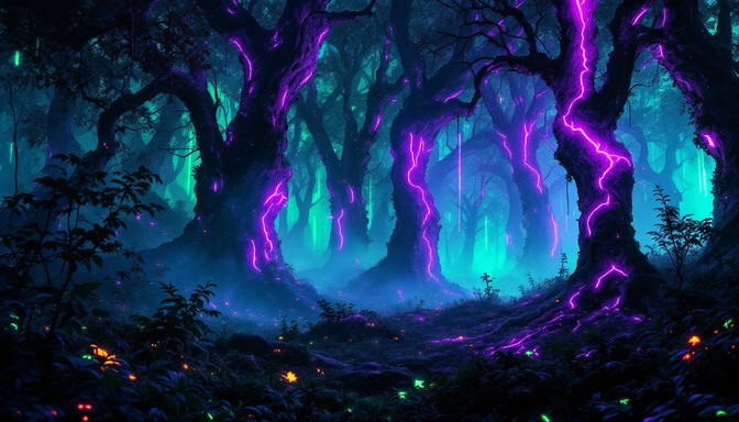 Free Neon Forest Glows Image - Cyberpunk, Forest, Neon | Download at ...
