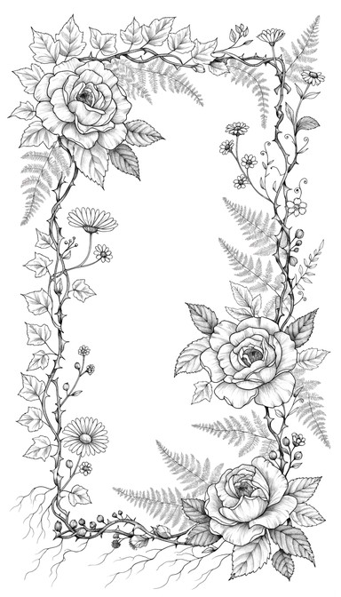 Drawn Trailing Roses Free Floral Tattoo Border Image - Botanical, Floral, Roses | Download ...