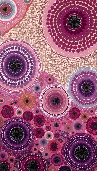 Pattern Red Tonal Dots Traditional dot painting techniques create flowing magenta mandalas ...