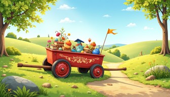 Wagon Ride Doodle Free Playful Wagon Expedition Image - Wagon, Vintage, Toys | Download ...