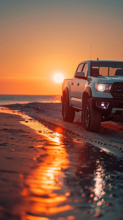 Free Beach Drive Sunset Image - Sunset, Beach, Truck | Download at ...