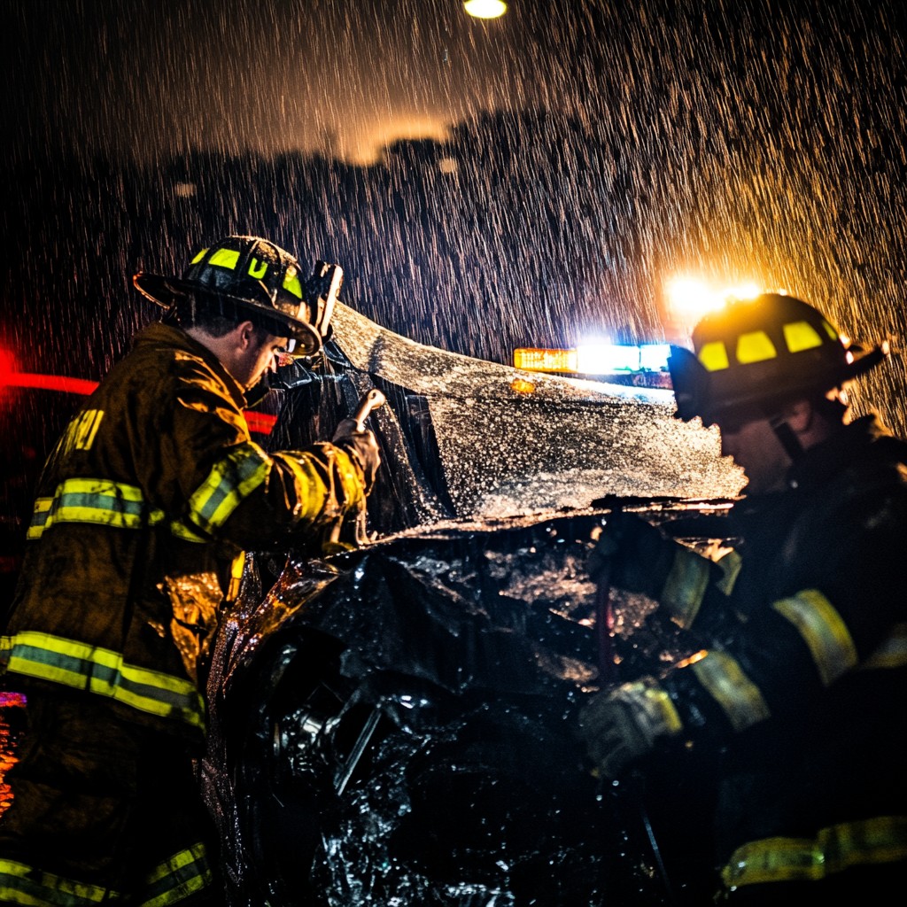 Free Firefighters in Rain Image - Firefighters, Rain, Emergency ...
