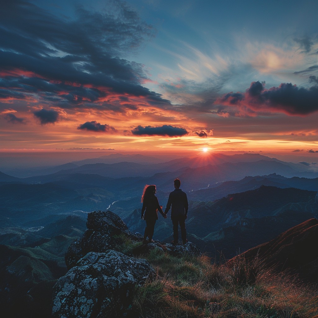 Free Sunset Mountain Escape Image - Sunset, Mountains, Couple ...