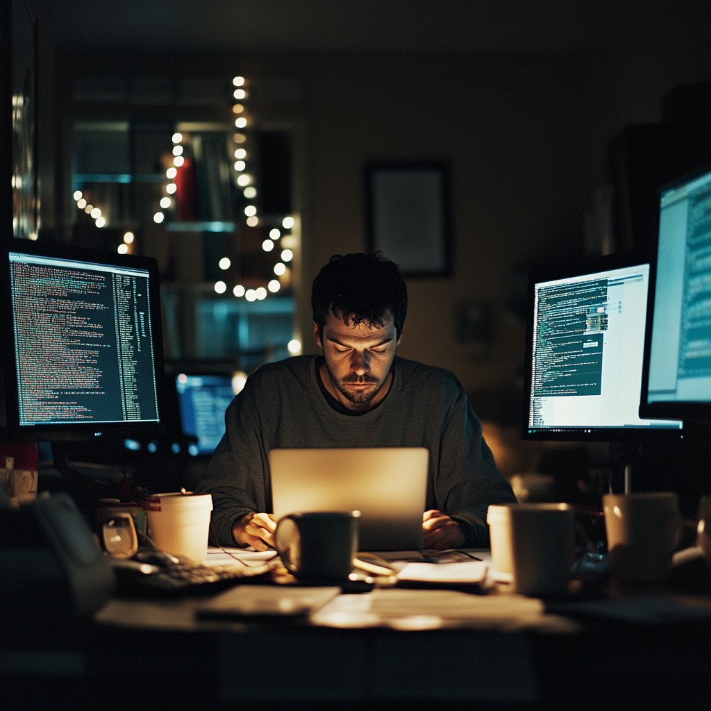 Free Focused night work Photo - Man, Laptop, Night | Download at StockCake