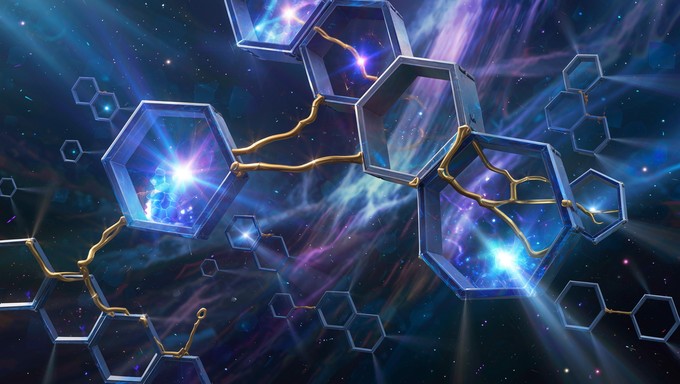 Free Luminous Geometric Cavern Image - Hexagonal, Glowing, Floating ...
