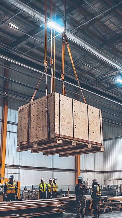 Crate Lift Machine Free Industrial cargo lift Image - Warehouse, Crane, Workers | Download ...