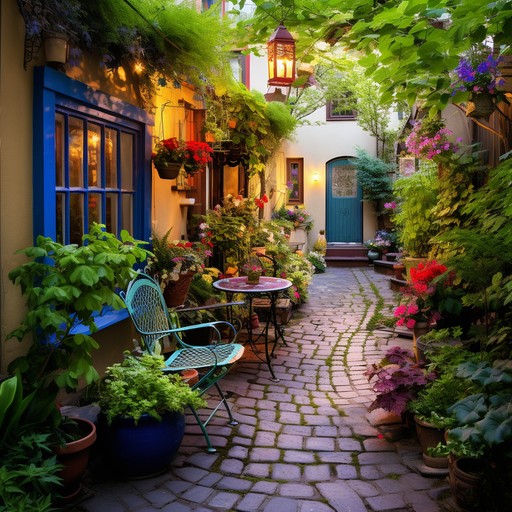 Free Enchanting Courtyard Oasis Image - Courtyard, Flowers, Cobblestone ...