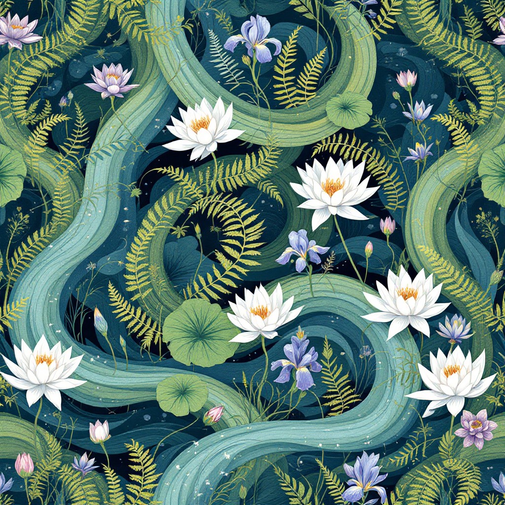 Free Aquatic Botanical Pattern Image - Botanical, Pattern, Aquatic ...
